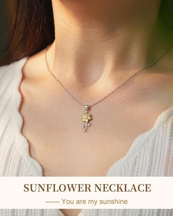 Sunflower Necklace - You Are My Sunshine Gift for Women