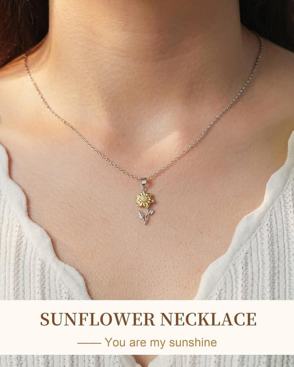 Sunflower Necklace - You Are My Sunshine Gift for Women