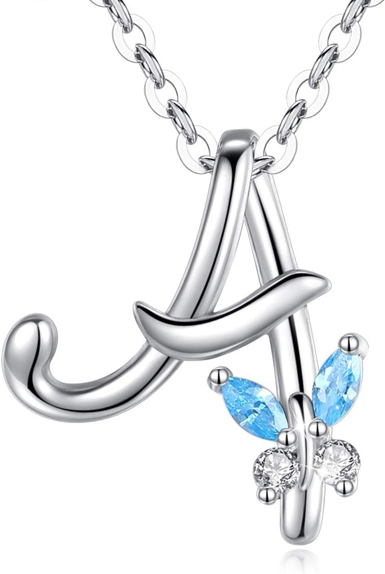 Personalized Sterling Silver Butterfly Initial Necklace for Women