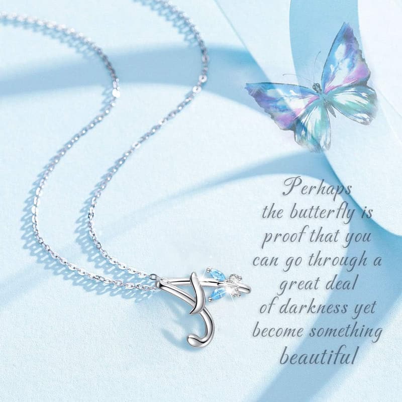 Personalized Sterling Silver Butterfly Initial Necklace for Women