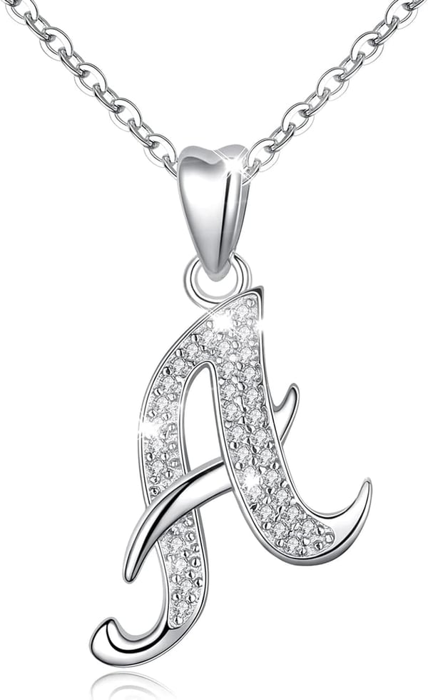 Personalized 925 Sterling Silver Initial Necklace for Women