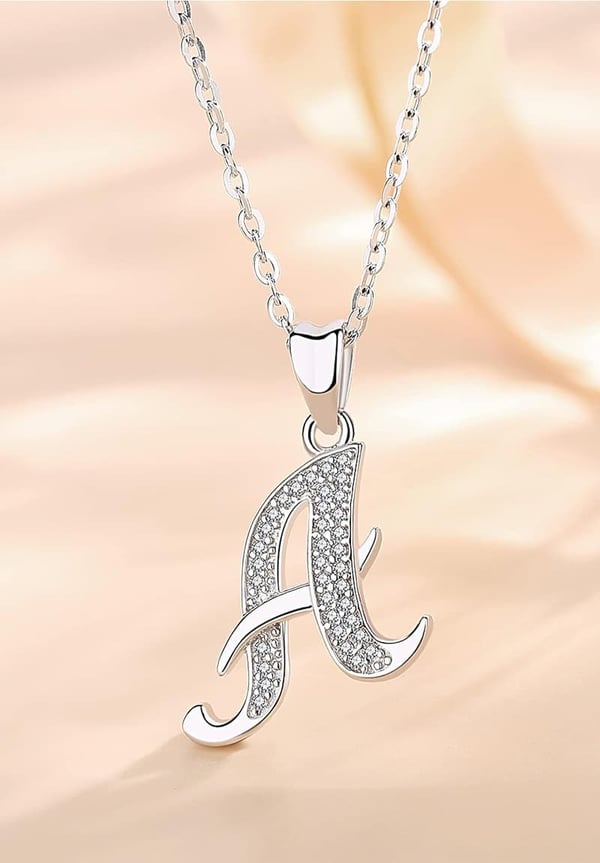Personalized 925 Sterling Silver Initial Necklace for Women