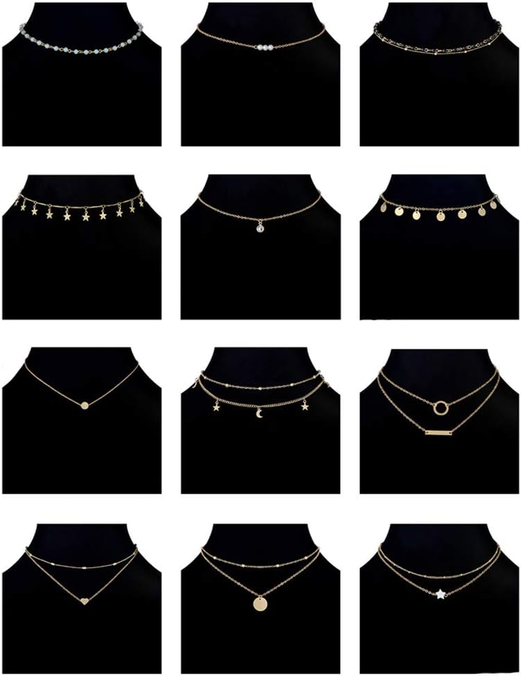 Gold Tone Multilayer Choker Necklace Set for Women & Men