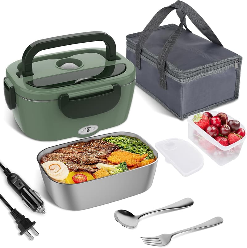 Portable Electric Lunch Box with 1.5L Stainless Steel Container