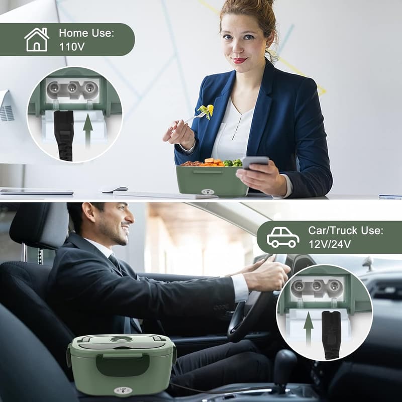 Portable Electric Lunch Box with 1.5L Stainless Steel Container