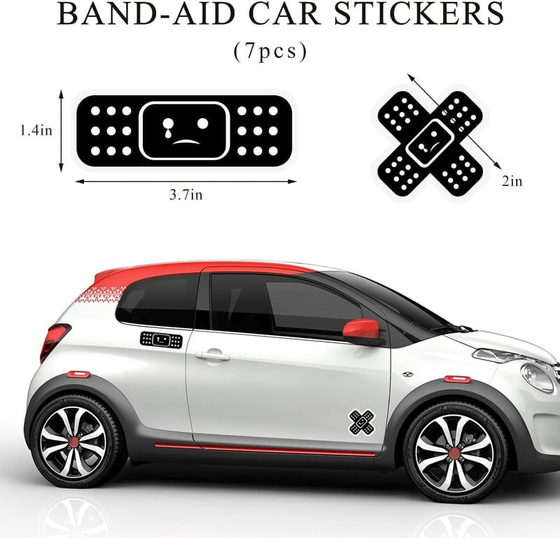 Funny Car Bandage Decal Stickers - Waterproof Auto Accessories