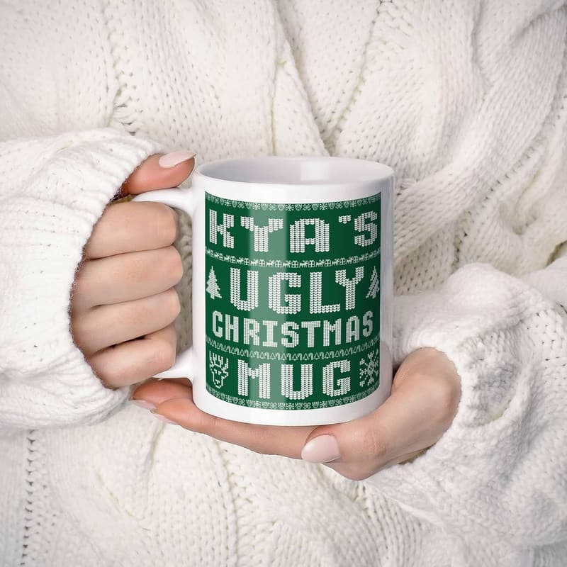 Personalized Ugly Christmas Sweater Coffee Mug - 11oz Gift