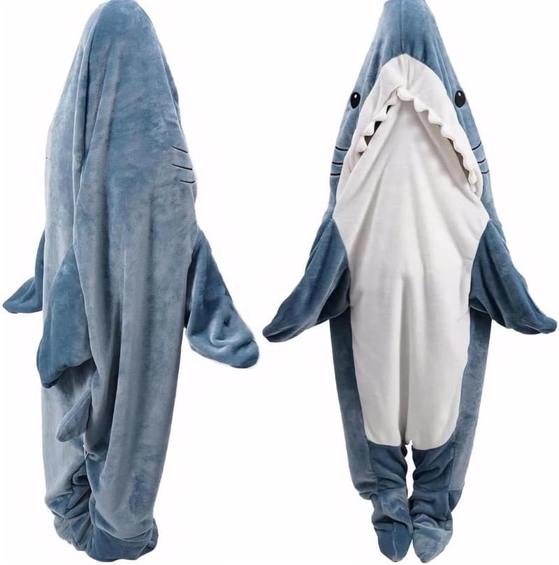Cozy Shark Blanket Hoodie for Adults and Kids, Soft Flannel