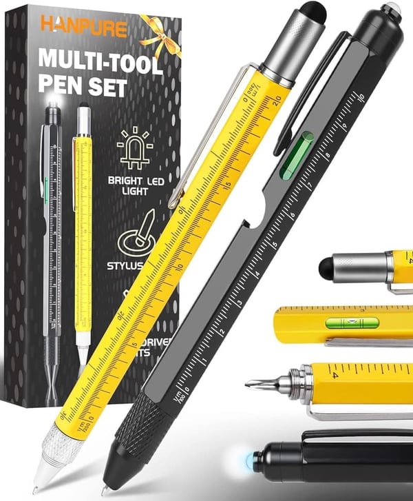 Multitool Pen with Light - Unique Birthday Gift for Men