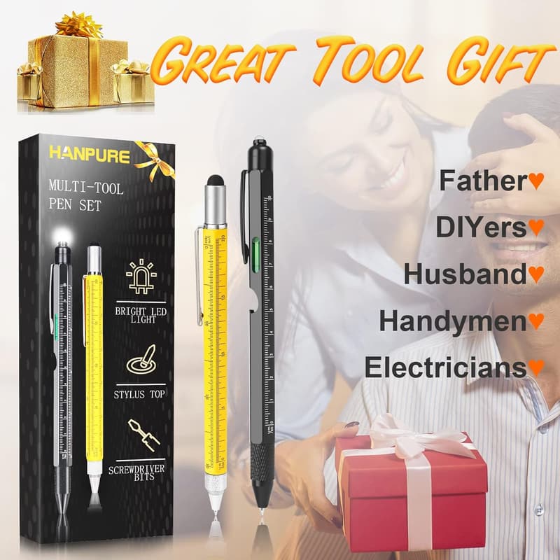 Multitool Pen with Light - Unique Birthday Gift for Men