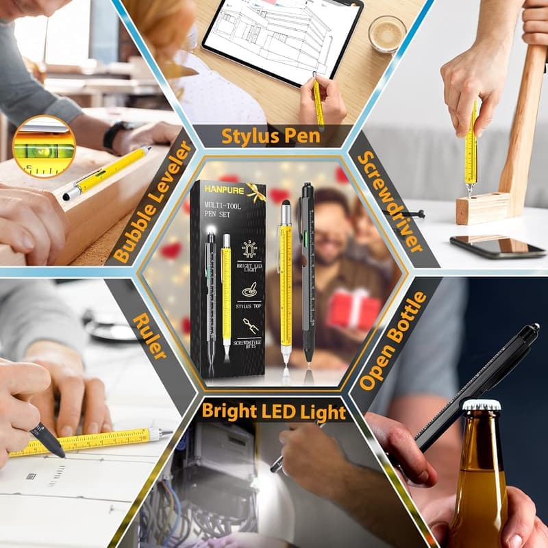 Multitool Pen with Light - Unique Birthday Gift for Men