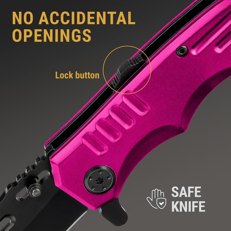 Spring Assisted Pocket Knife for Women - Hot Pink Folding Tool