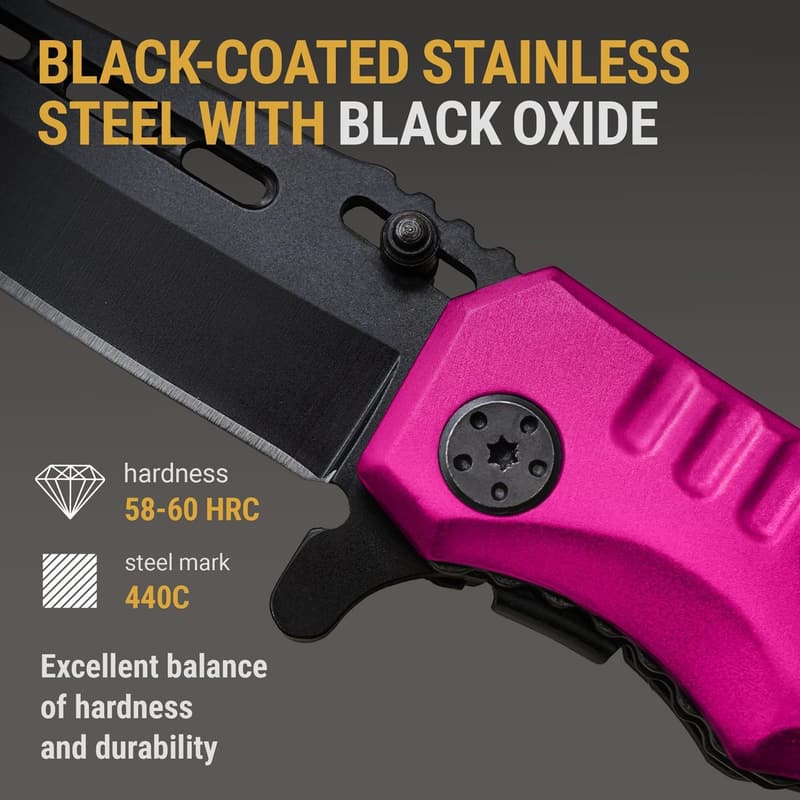 Spring Assisted Pocket Knife for Women - Hot Pink Folding Tool