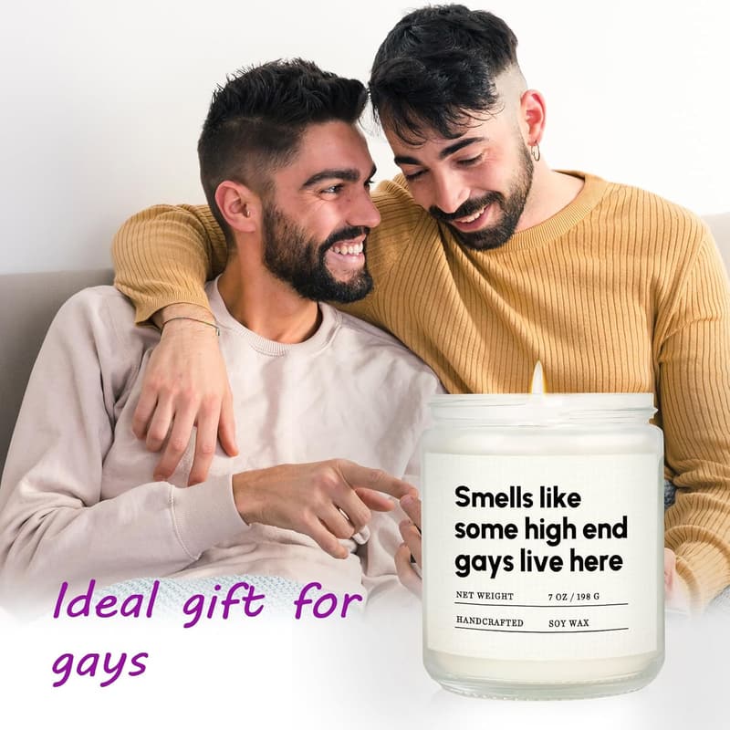 Handmade Lavender Gay Candle - Funny LGBTQ Housewarming Gift