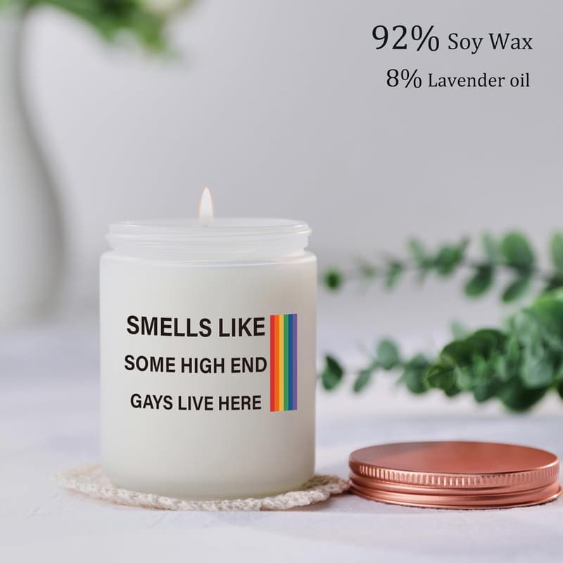LGBTQ Housewarming Gift: Lavender Rainbow Candle for Couples