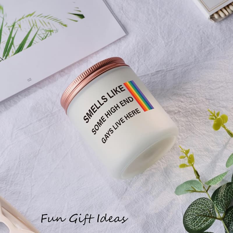 LGBTQ Housewarming Gift: Lavender Rainbow Candle for Couples