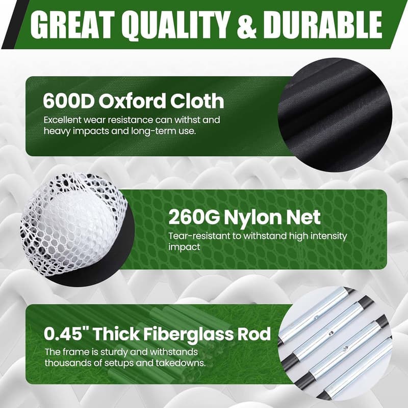 10x7FT Golf Practice Net with Tri-Turf Mat & 10 Balls - Gift for Golfers