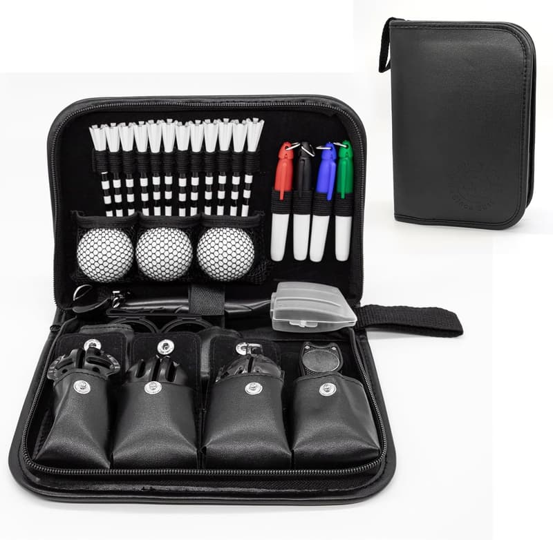 Golf Gift Set for Men & Women with Leather Case & Accessories