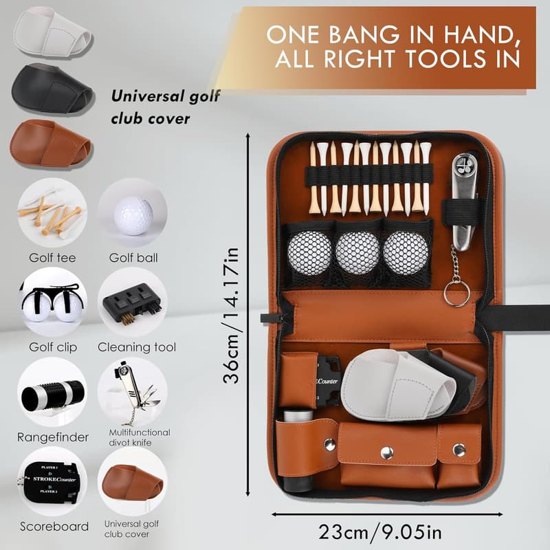 Golf Accessories Kit with High-Grade Handbag & Essential Tools