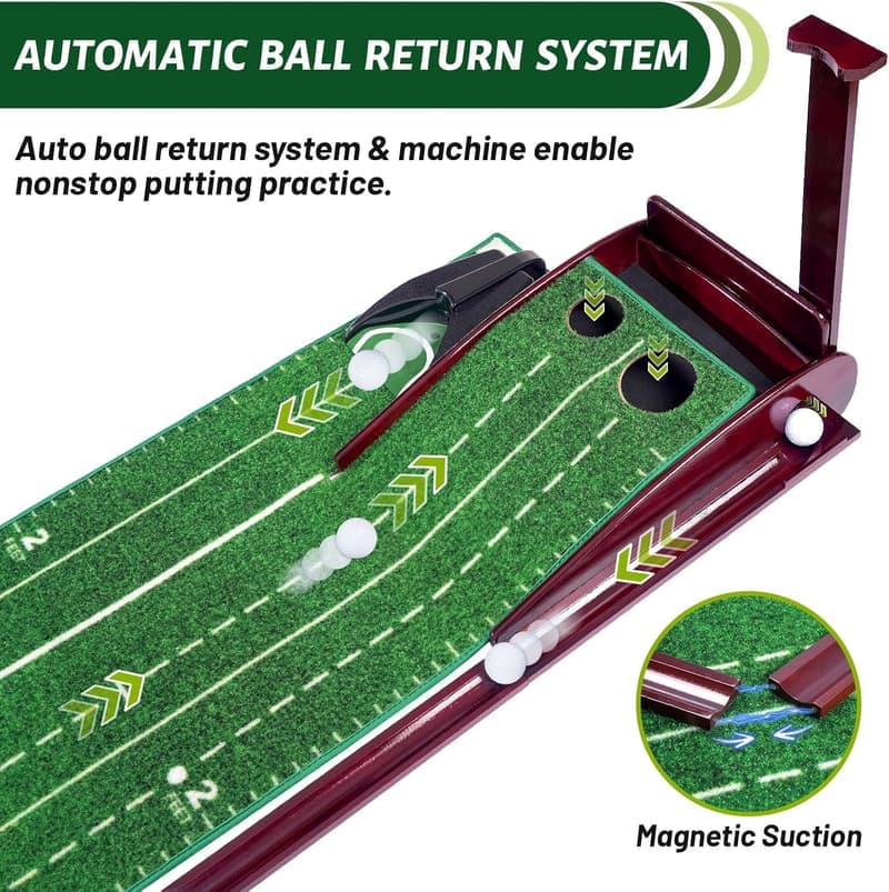 Indoor Putting Mat with Auto Ball Return - Perfect Gift for Golfers