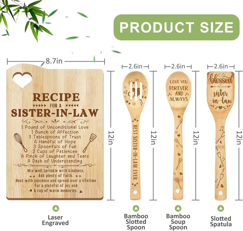 Mother's Day Wooden Cutting Board Set for Sister-in-Law