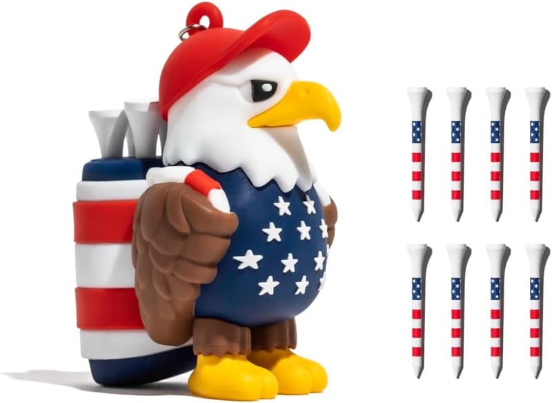 USA Themed Eagle Caddy Golf Tee Holder with 8 Tees