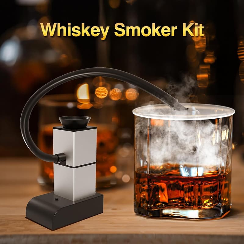 Whiskey Smoker Kit with 6 Flavor Wood Chips - Perfect Gift for Men