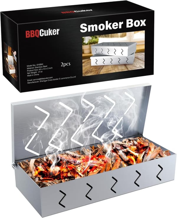 Stainless Steel Smoker Box for BBQ – 2 Pack, Food Safe