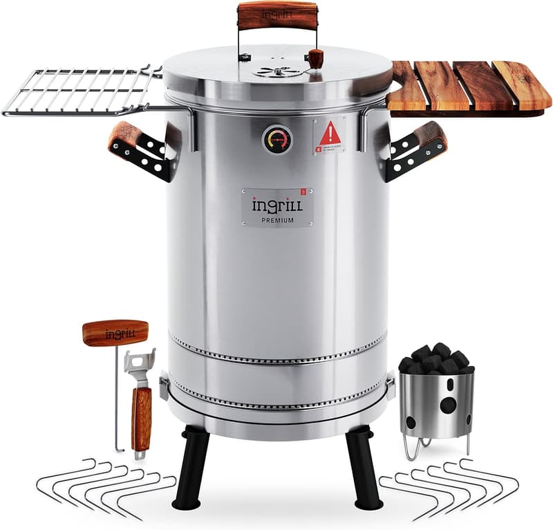 25 lbs Stainless Steel 3-in-1 Charcoal Smoker Grill