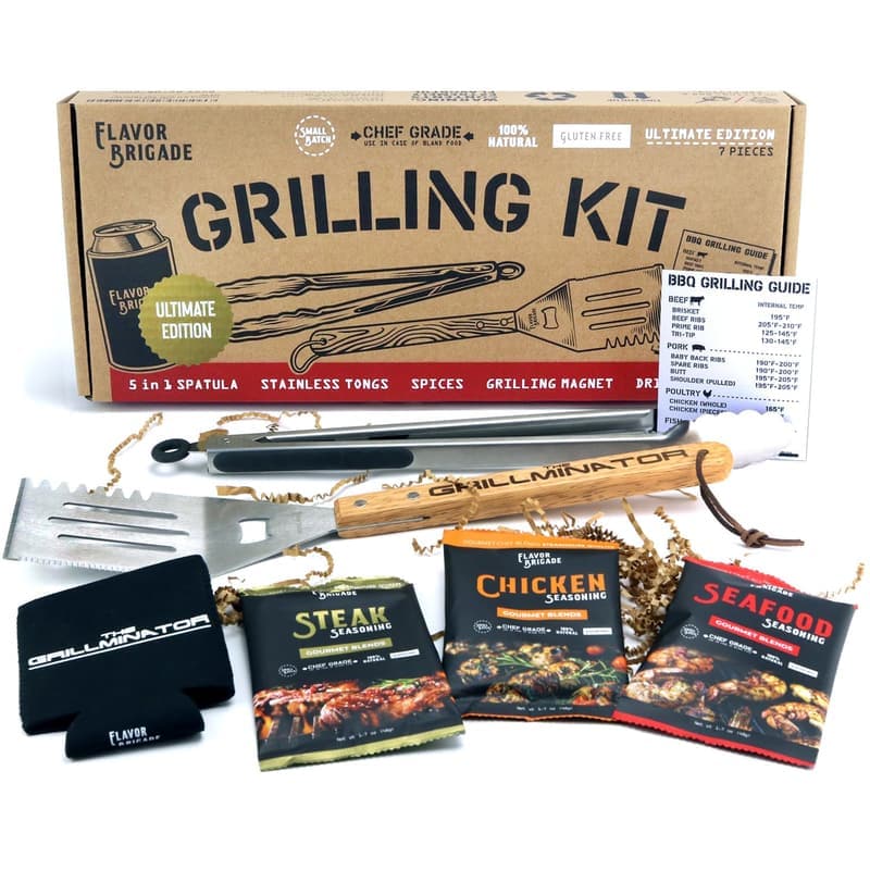 Gourmet Grilling Seasonings Gift Set for Dad with BBQ Tools