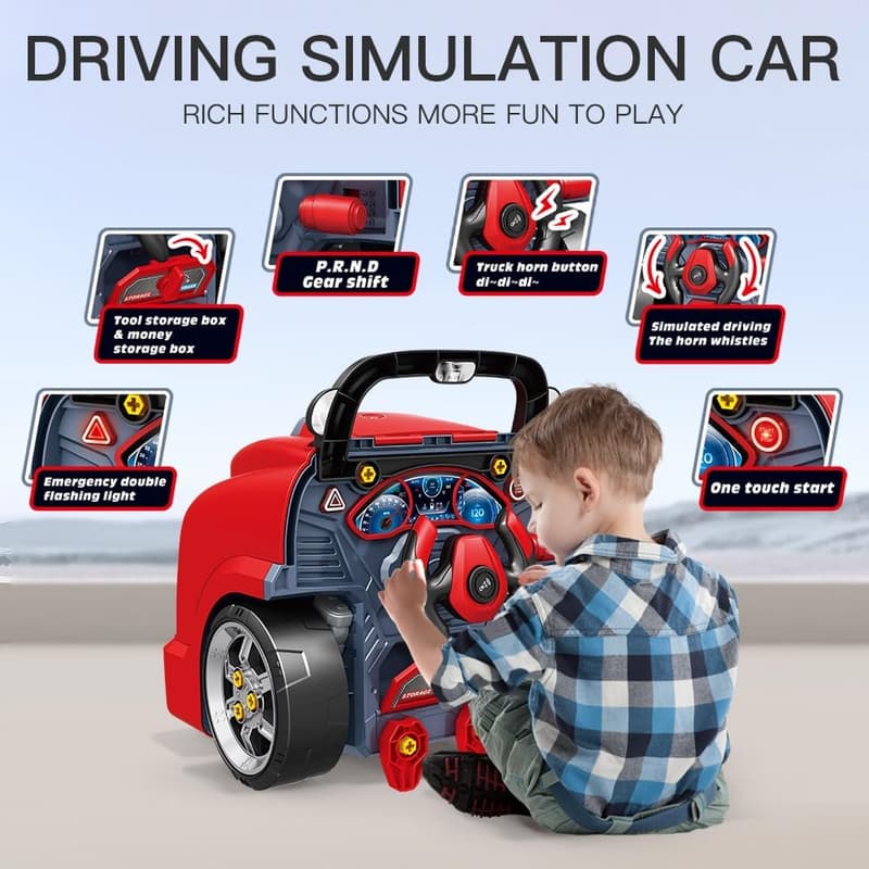 Interactive Truck Engine Toy - Removable Parts & Lights for Ages 3-5