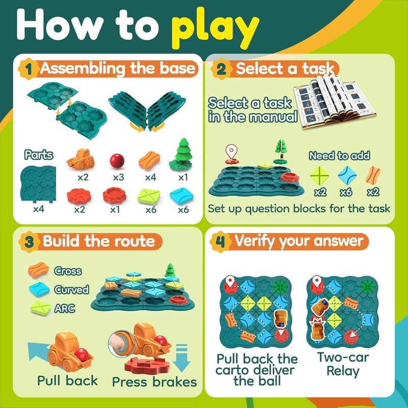 STEM Logic Road Builder Game for Kids Ages 4-8
