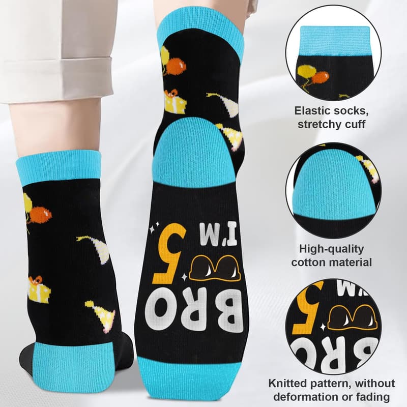 Birthday Socks for Boys, Ages 5-12