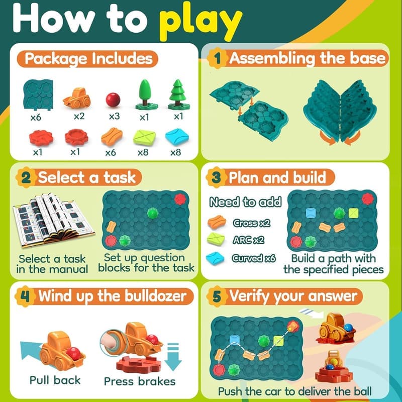 STEM Logic Road Builder Puzzles for Kids 4-8, 41 PCS
