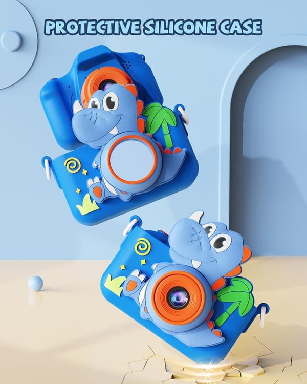 Kids Digital Camera with Cute Silicone Cover - Dinosaur Design
