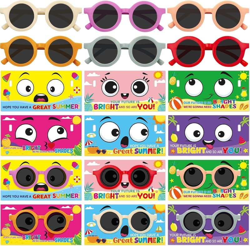 End of Year Student Gift: Neon Sunglasses for Kids (24 Sets)