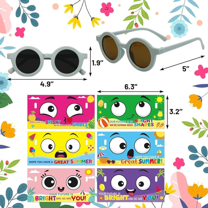 End of Year Student Gift: Neon Sunglasses for Kids (24 Sets)