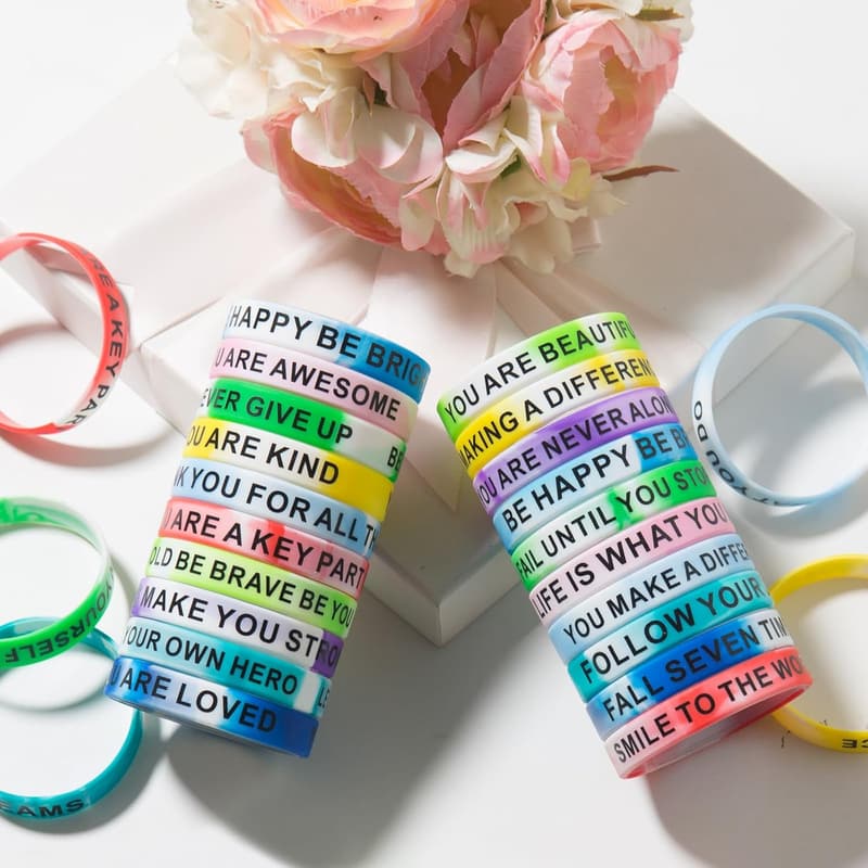 Colorful Inspirational Wristbands for Students - 100 Pieces