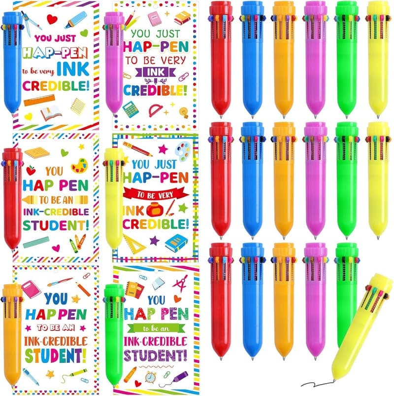 End of Year Graduation Gift: 24-Pack Multicolor Retractable Pens