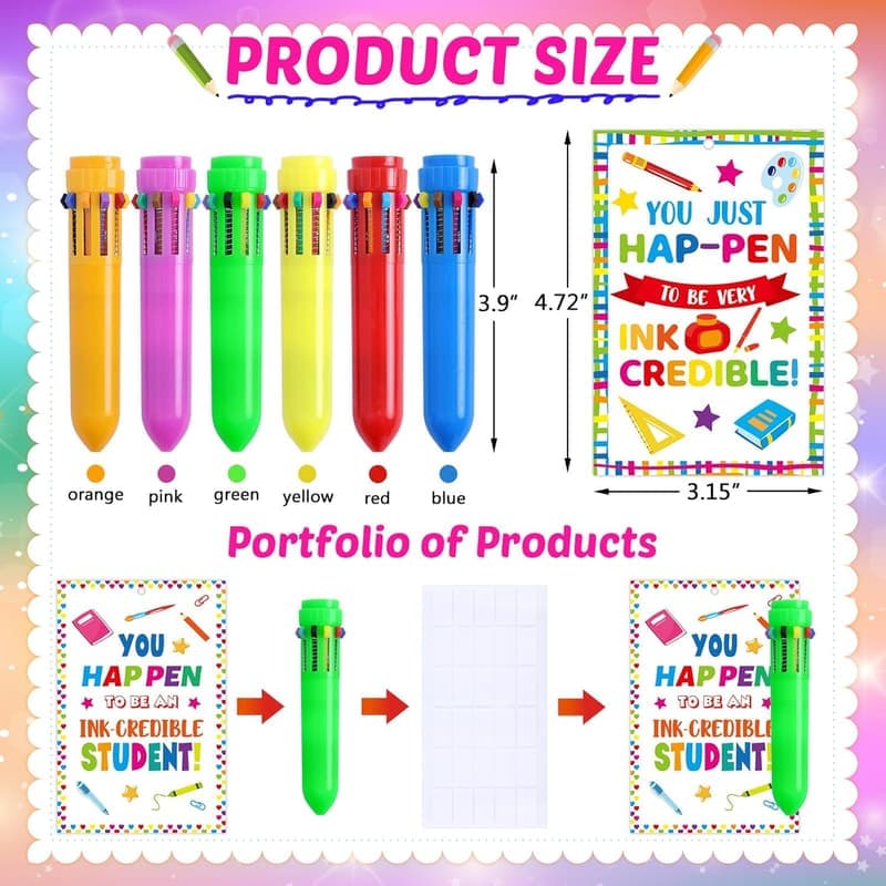 End of Year Graduation Gift: 24-Pack Multicolor Retractable Pens
