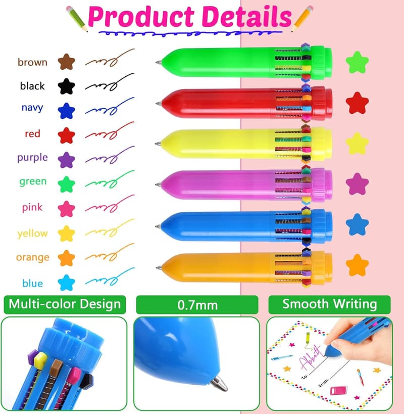 End of Year Graduation Gift: 24-Pack Multicolor Retractable Pens