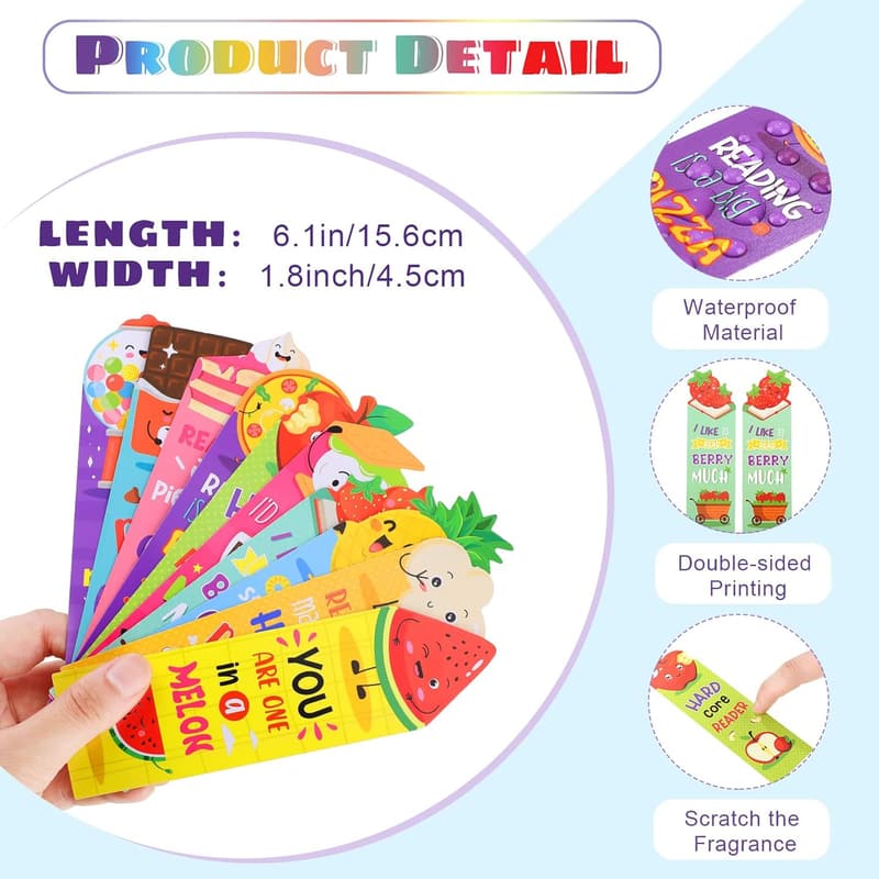 Scented Fruit-Themed Bookmarks - 60 Pieces Assorted Gifts for Kids