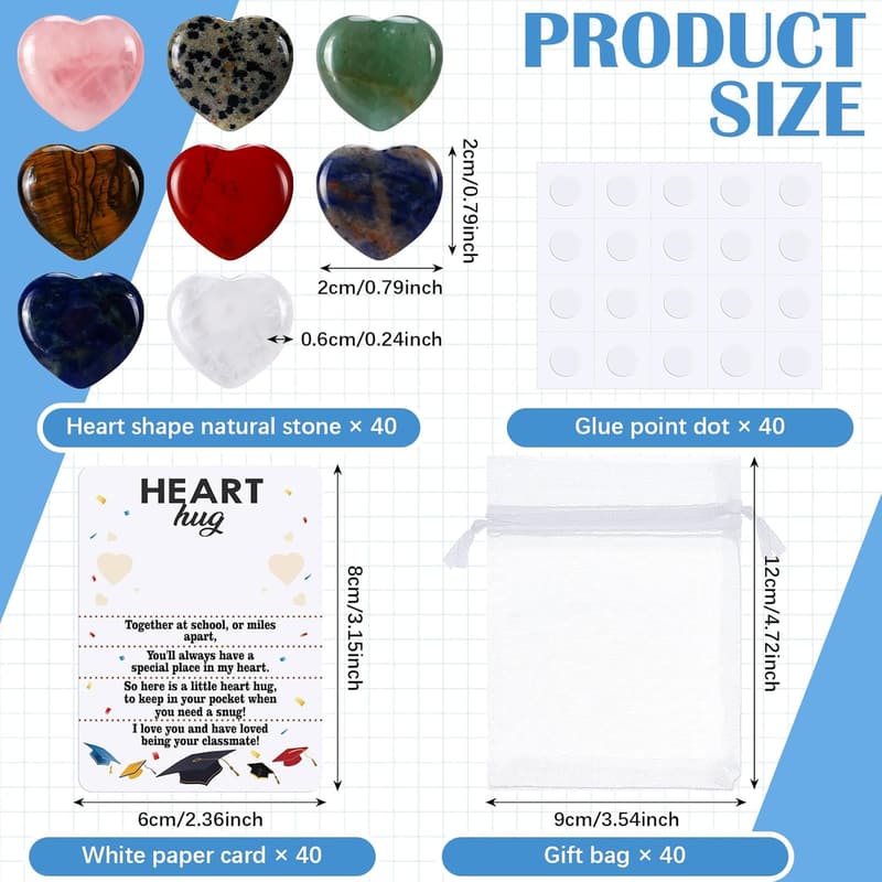 Graduation Gifts: 40 Heart-Shaped Pocket Hug Tokens with Cards