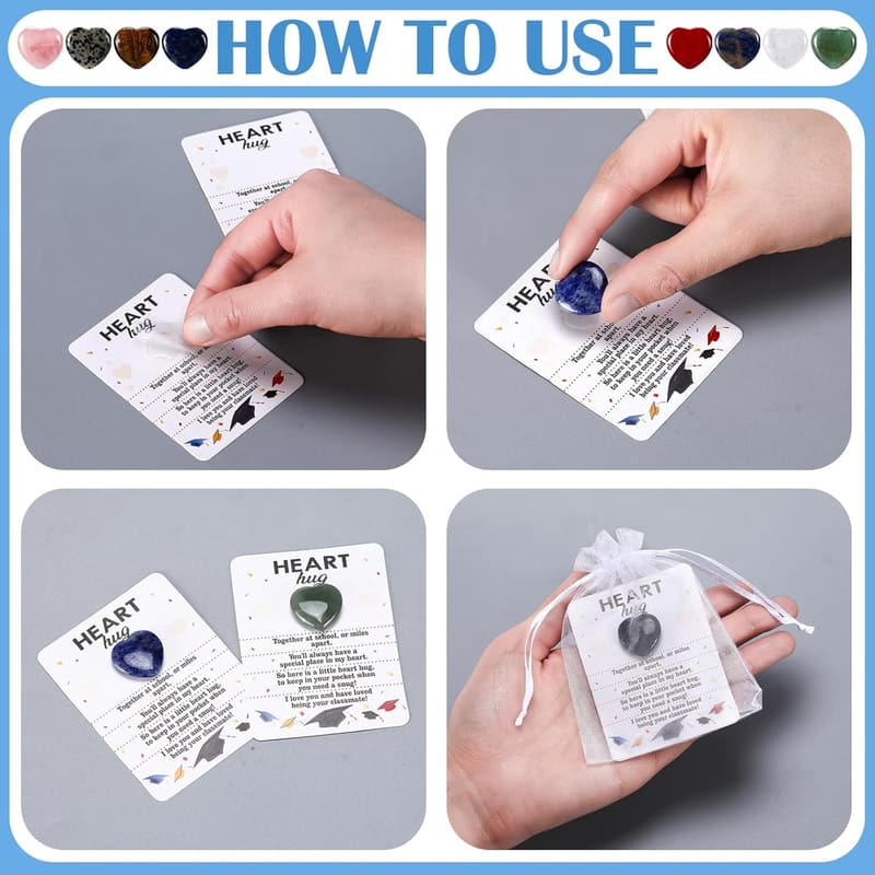 Graduation Gifts: 40 Heart-Shaped Pocket Hug Tokens with Cards