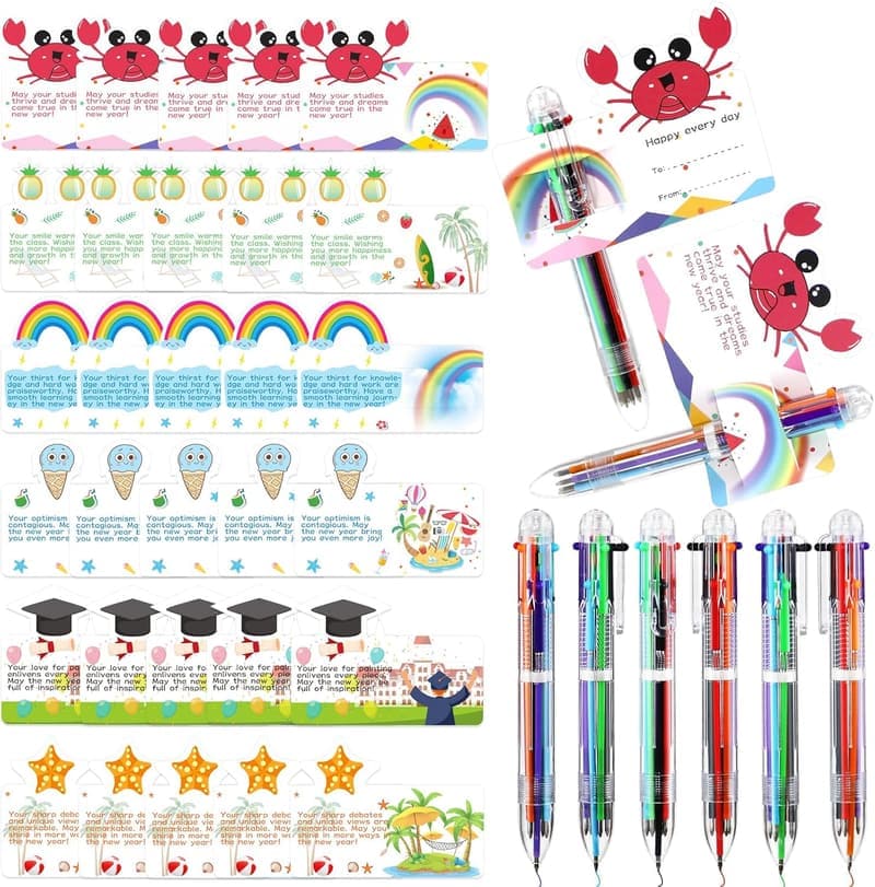 Graduation Gift Set: 30 Multicolor 6-in-1 Ballpoint Pens