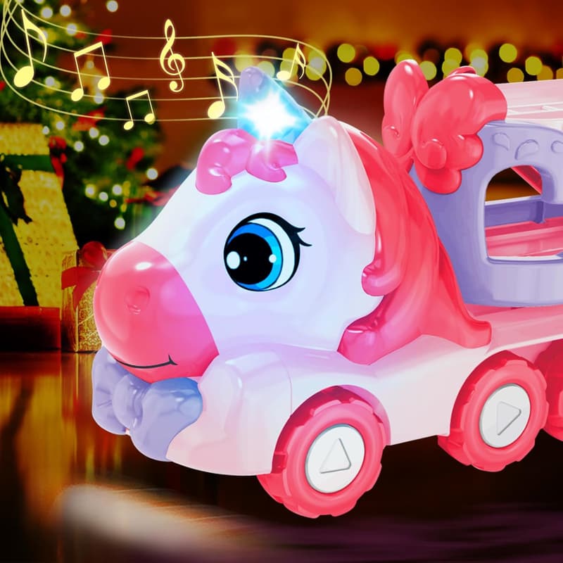 5-in-1 Unicorn Carrier Truck Toy for 3-Year-Old Girls