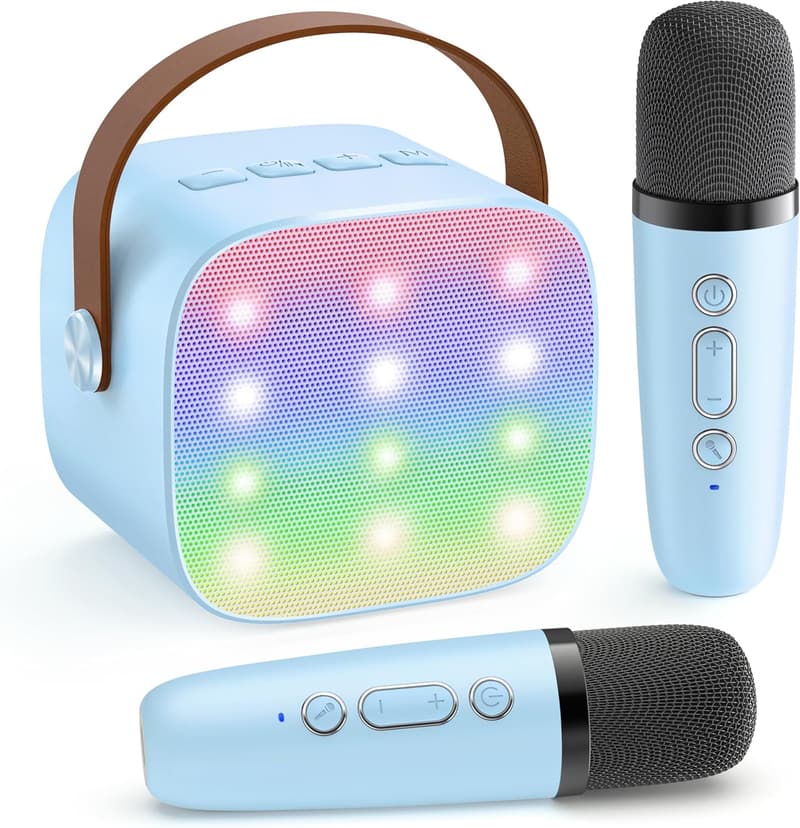 Portable Bluetooth Karaoke Machine with 2 Microphones for Kids