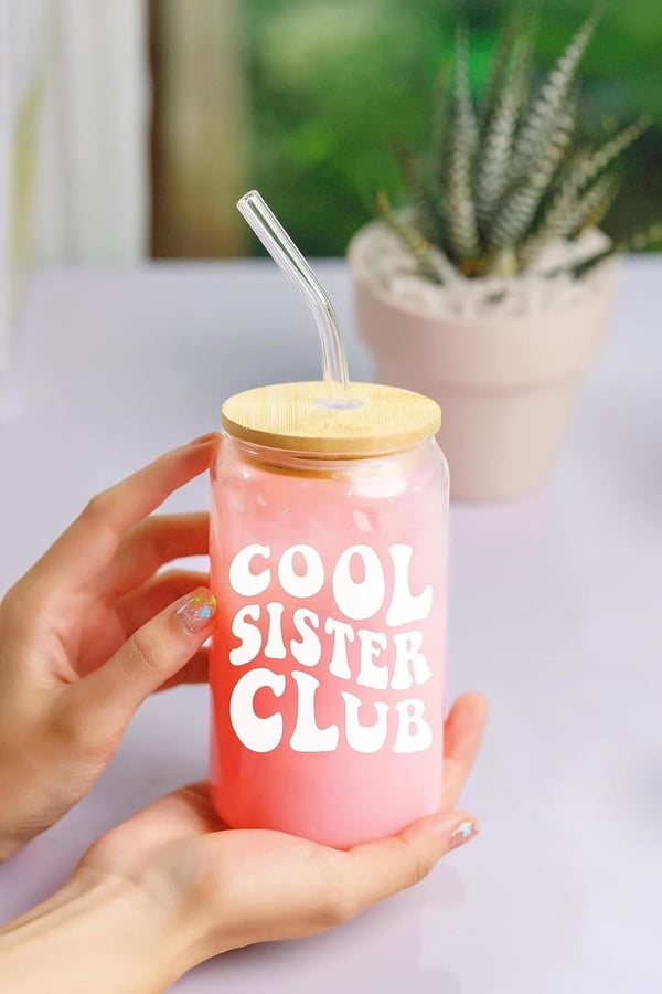 Unique Birthday Coffee Glass for Sister – 16 oz Gift