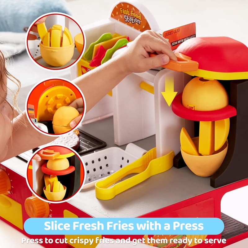 40+ PCS Pretend Play Fast Food Station Toy for Toddlers