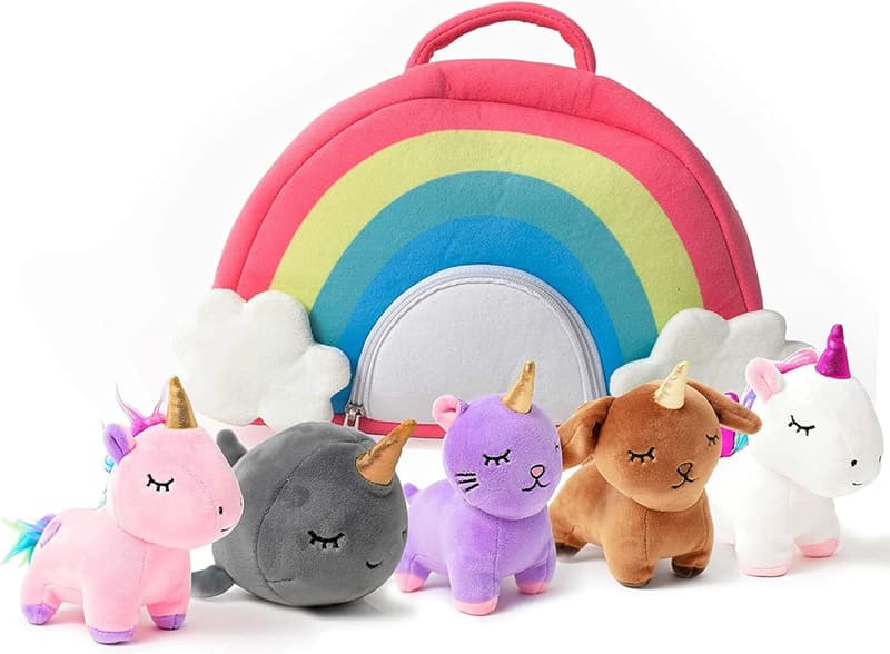 Unicorn Plush Toy Set - 5 Soft Stuffed Animals for Girls